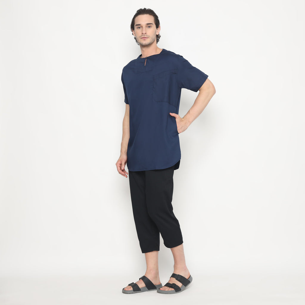 Kurta Umar Solid Lengan Pendek 3003 Navy