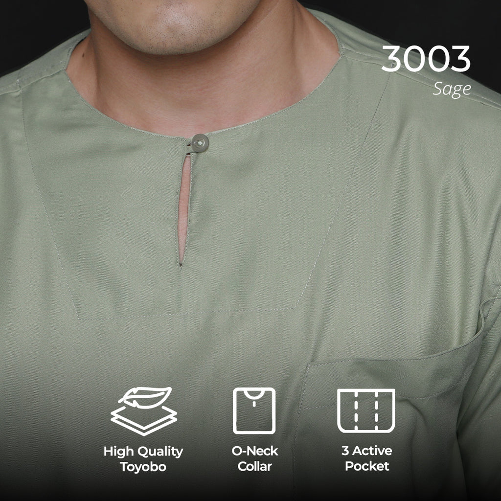 Kurta Umar Solid Lengan Pendek 3003 Sage
