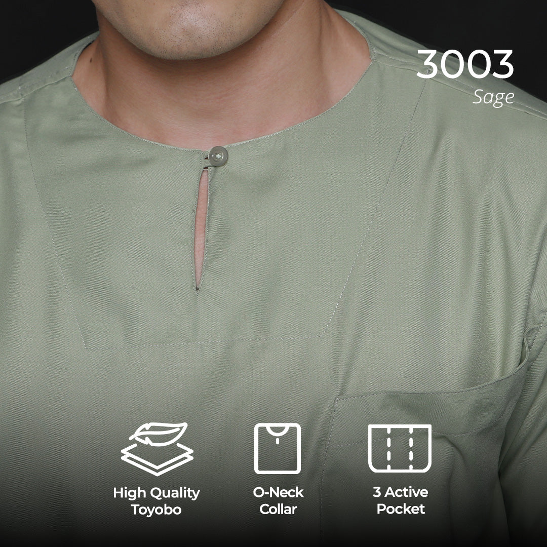Kurta Umar Solid Lengan Pendek 3003 Sage