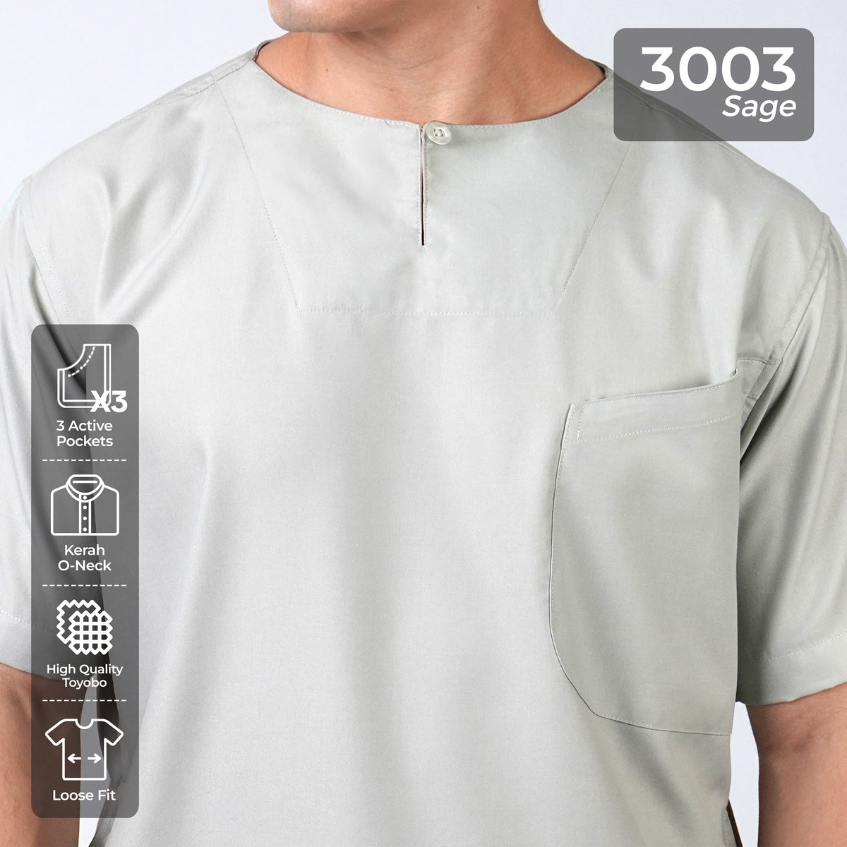 Kurta Umar Solid Lengan Pendek 3003 Sage
