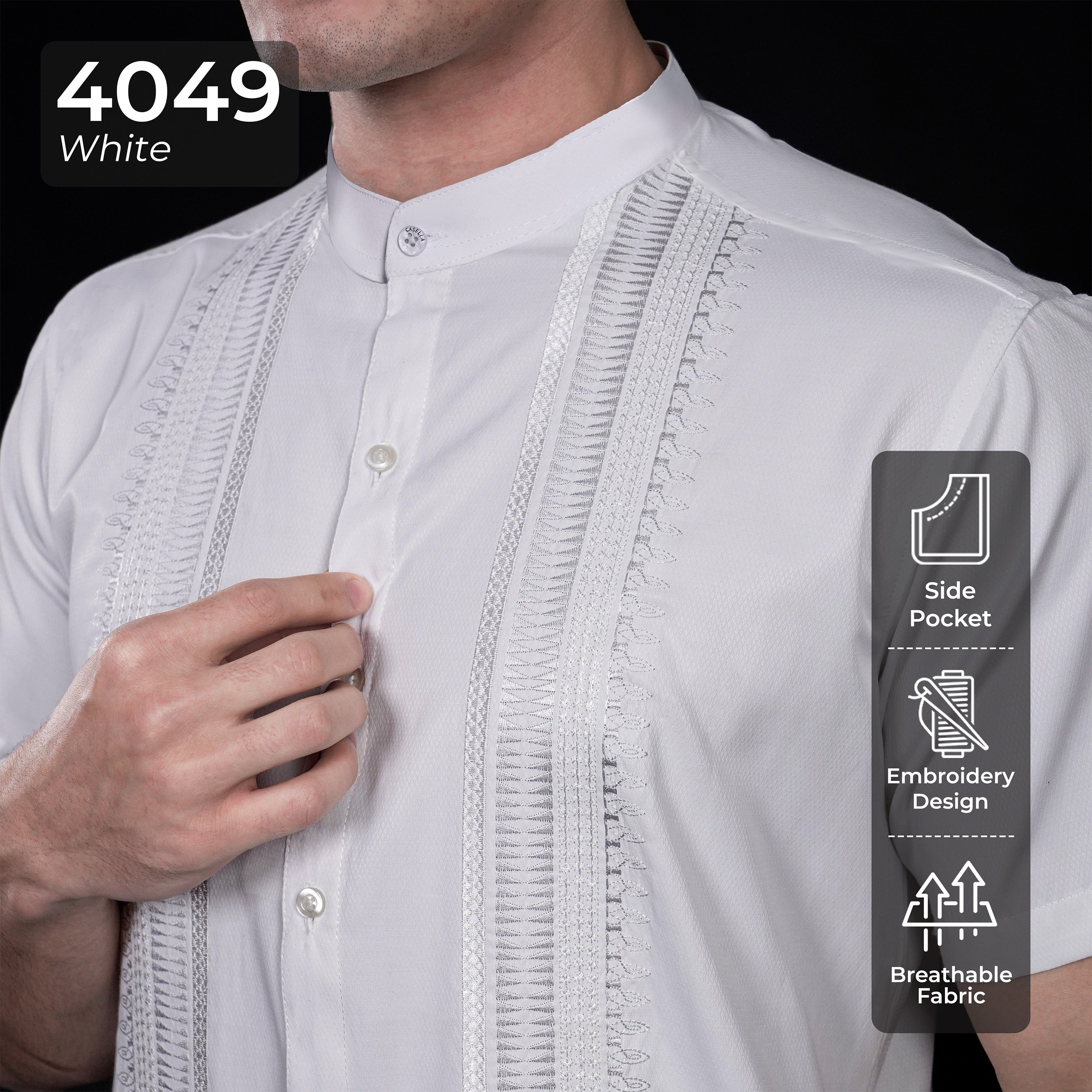 Koko Bordir Ibrahim Lengan Pendek 4049 White