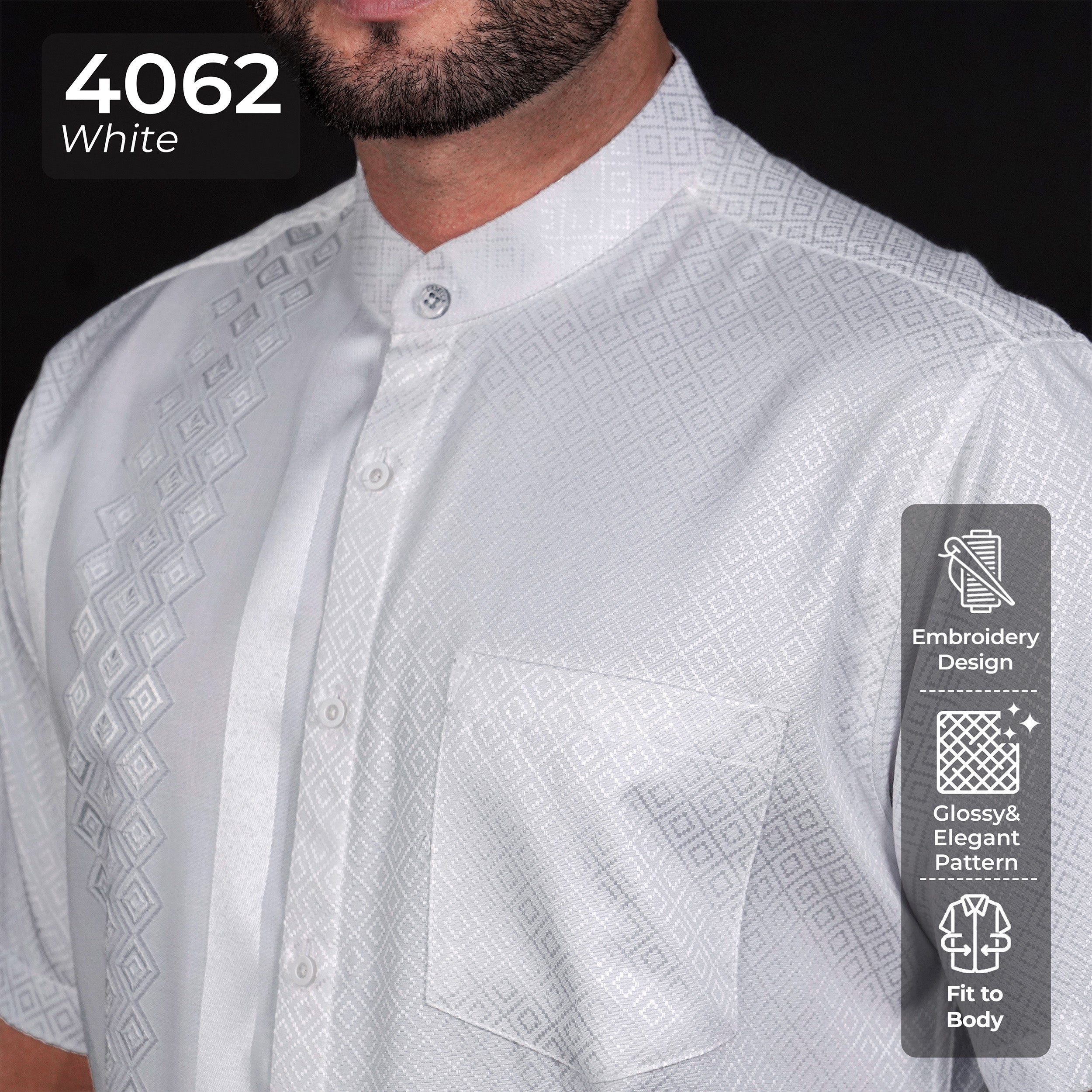 Koko Arabesque Embroidery White Lengan Pendek 4062 White