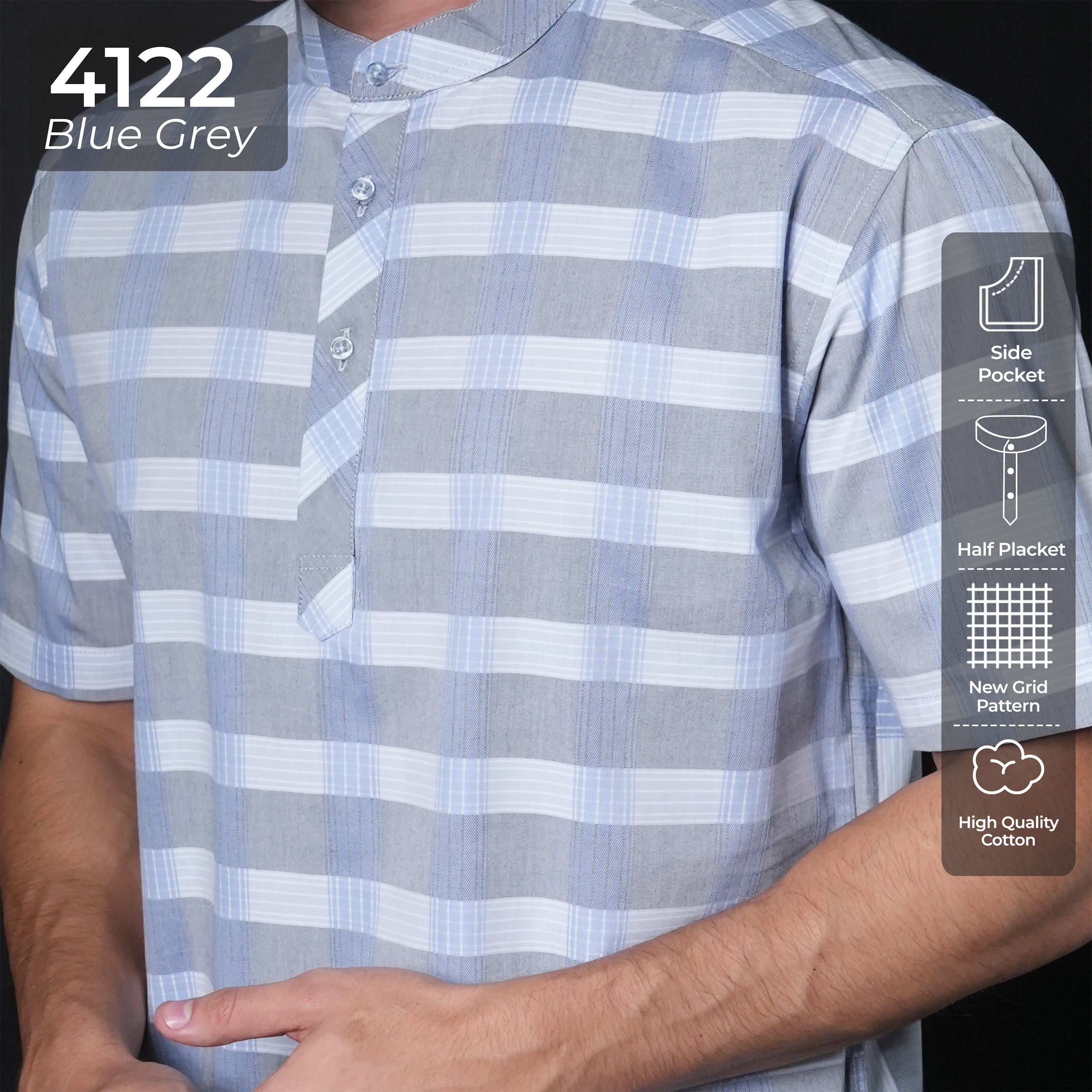 Koko Izhan Lengan Pendek 4122 Blue Grey