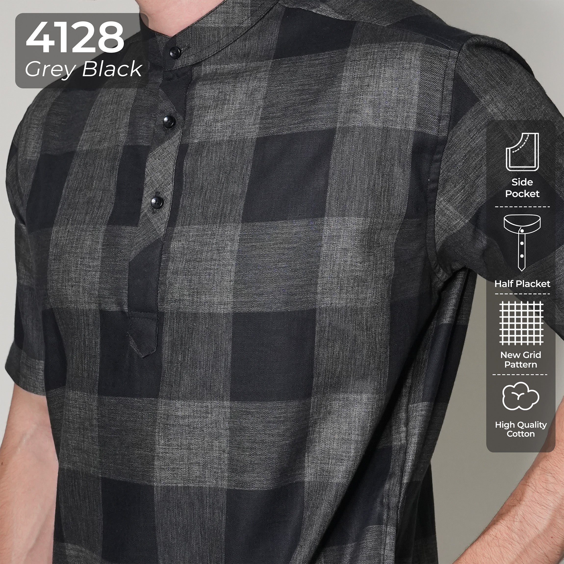 Koko Izhan Lengan Pendek 4129 Grey Black