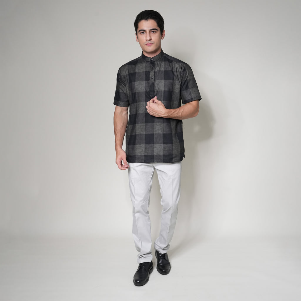 Koko Izhan Lengan Pendek 4129 Grey Black