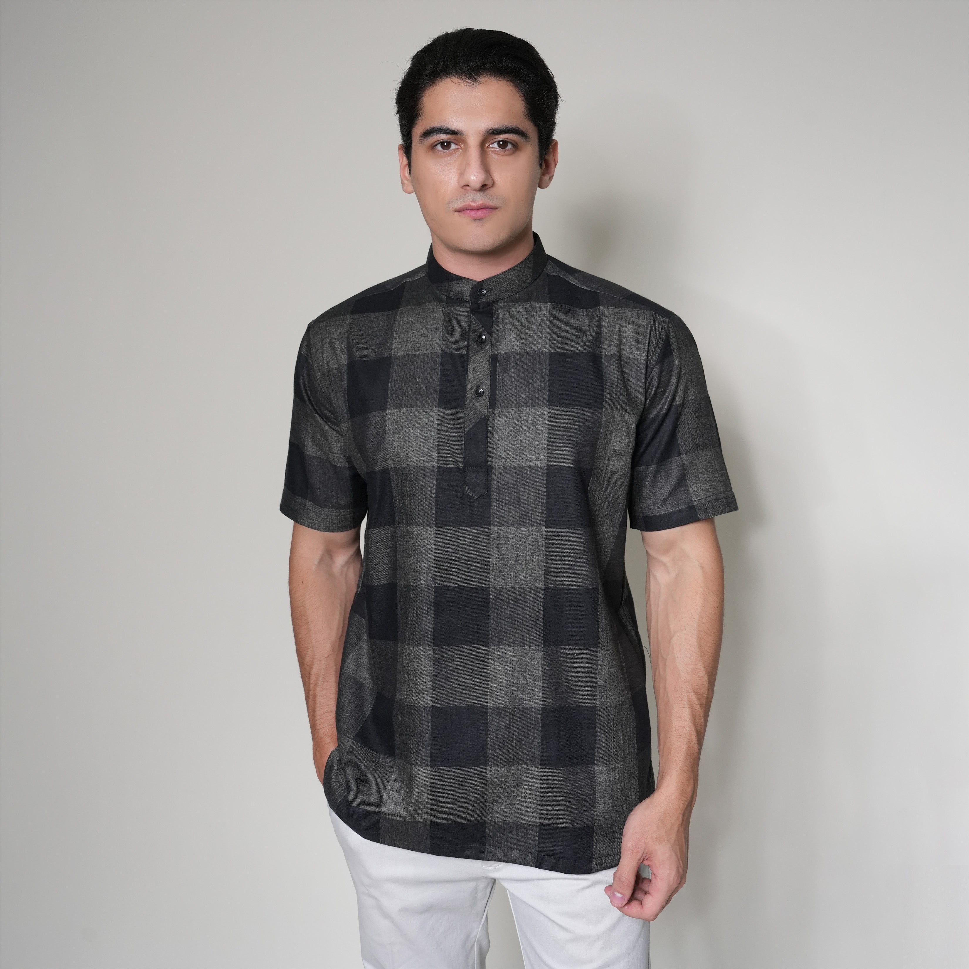 Koko Izhan Lengan Pendek 4129 Grey Black