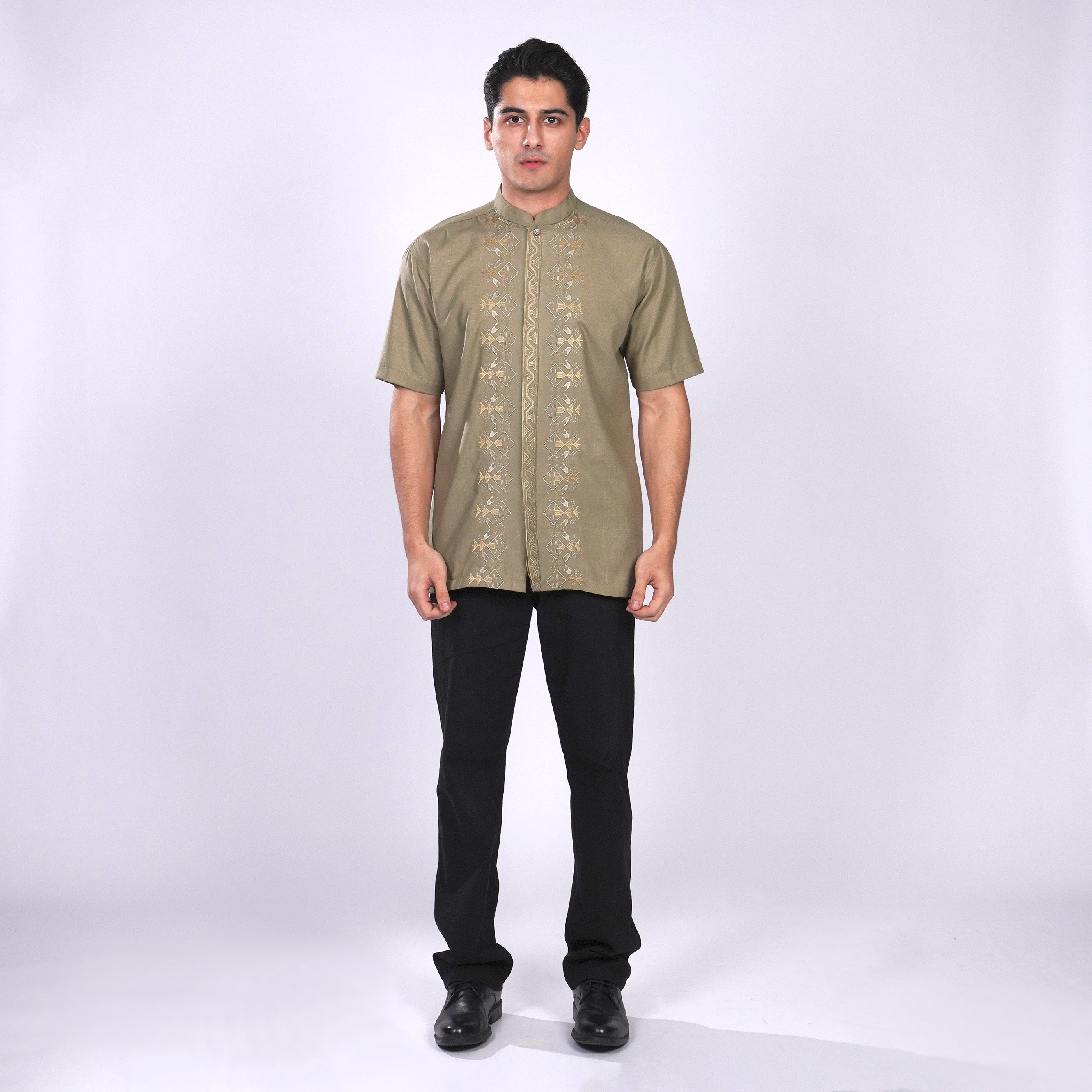 Koko Bordir Ibrahim Lengan Pendek 4138 Grayish Brown