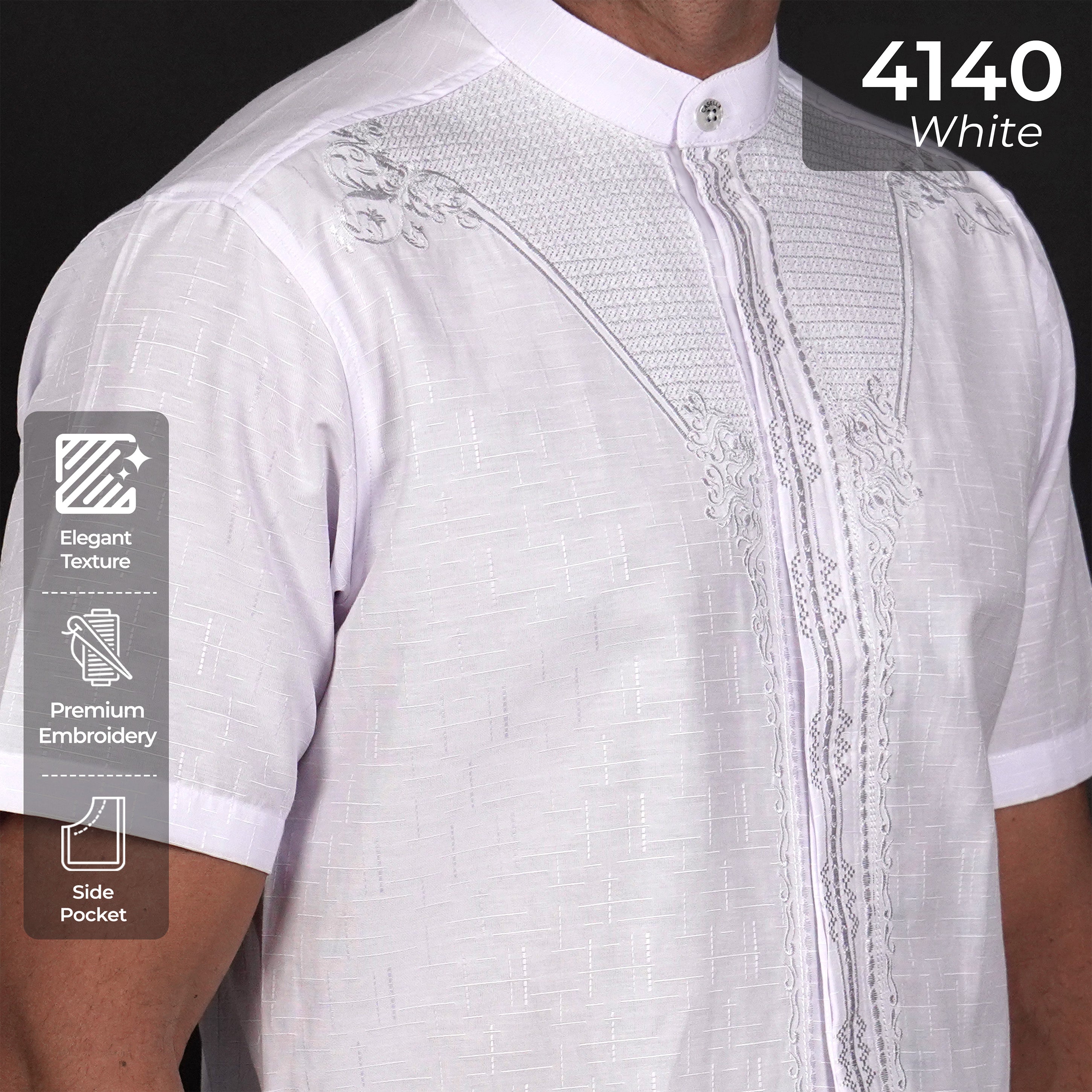Koko Putih Amari Lengan Pendek 4140 White