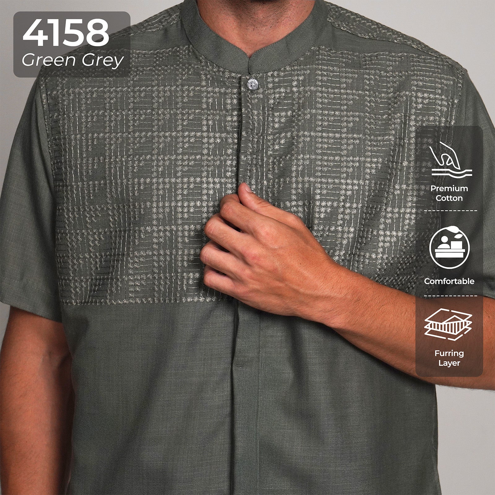 Koko Sultan Lengan Pendek 4158 Green Grey