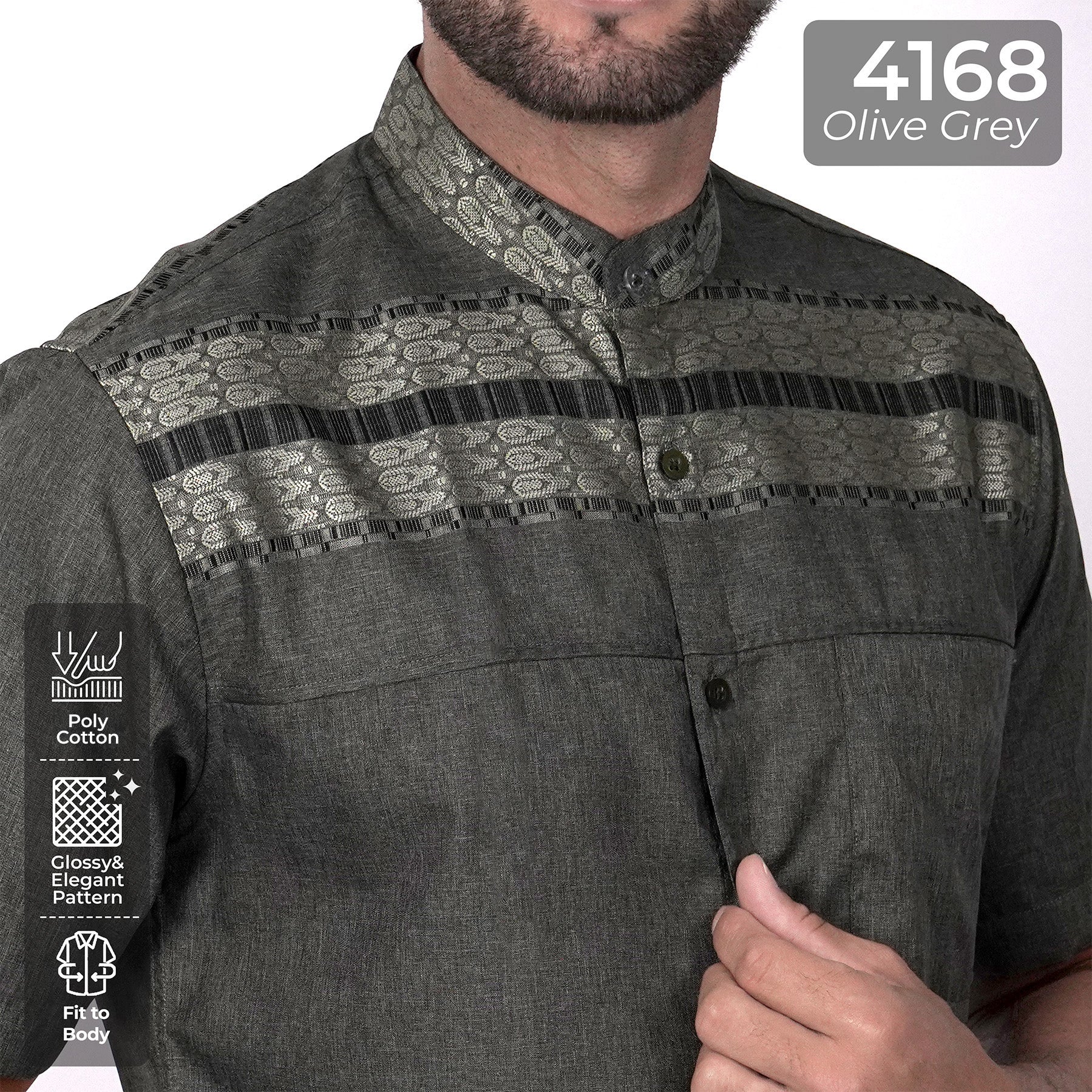 Koko Hadid Lengan Pendek 4168 Olive Grey