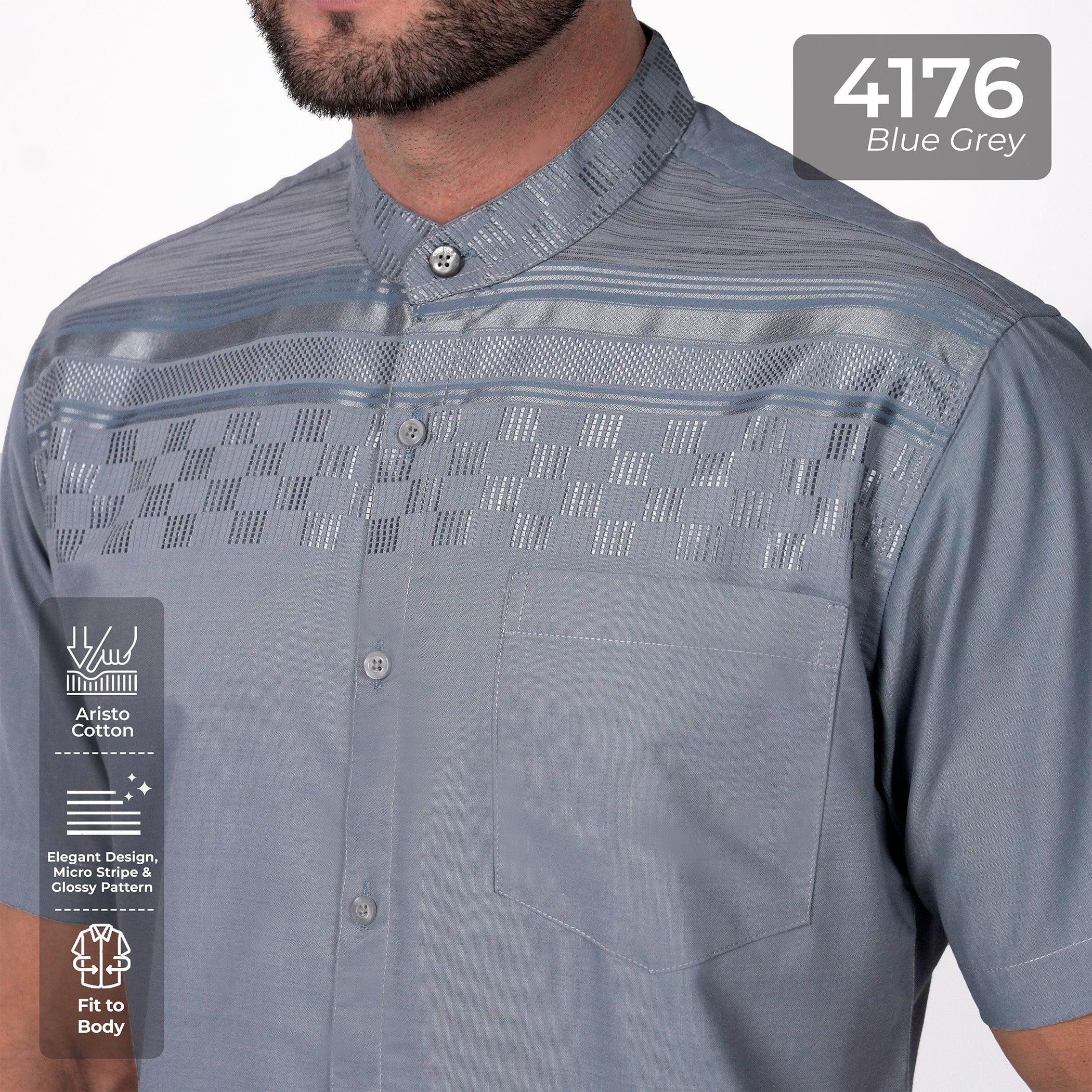 Koko Harun Lengan Pendek 4176 Blue Grey