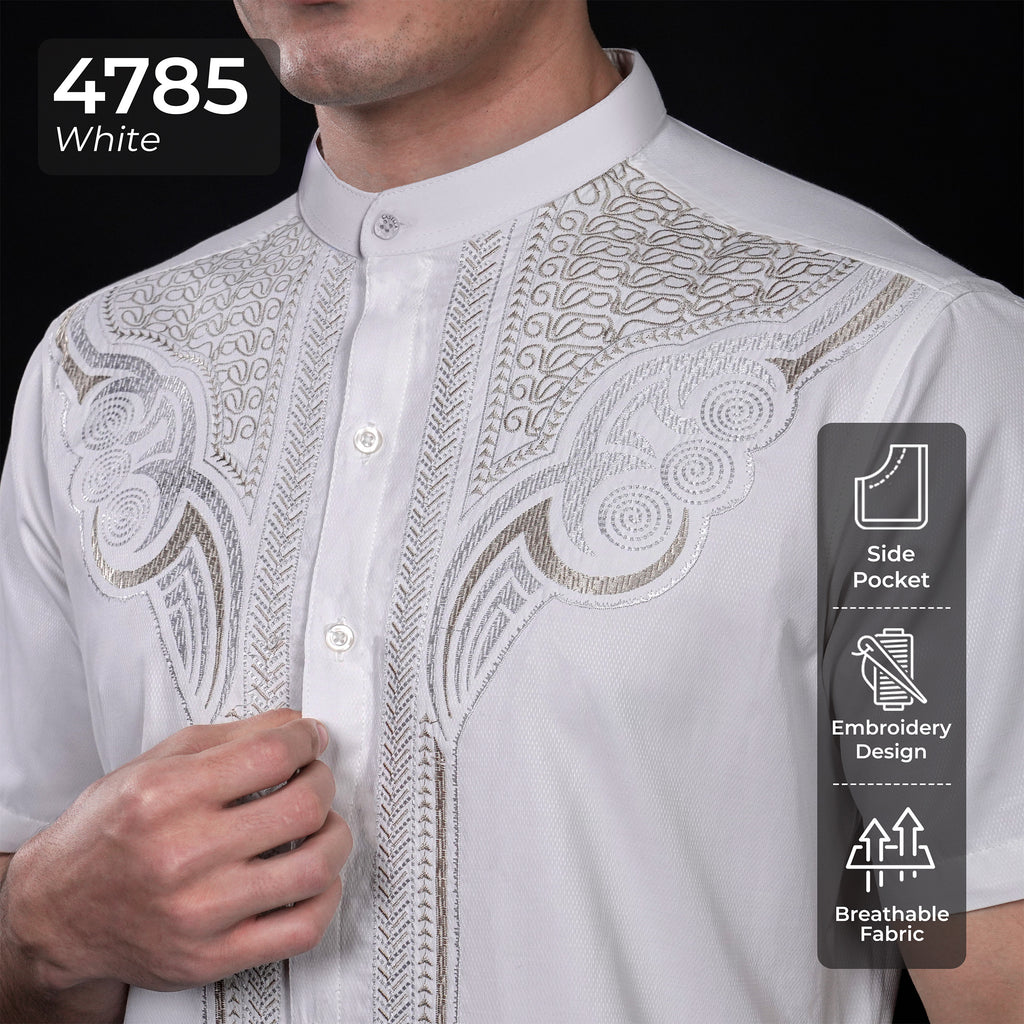 Koko Bordir Ibrahim Lengan Pendek 4785 White