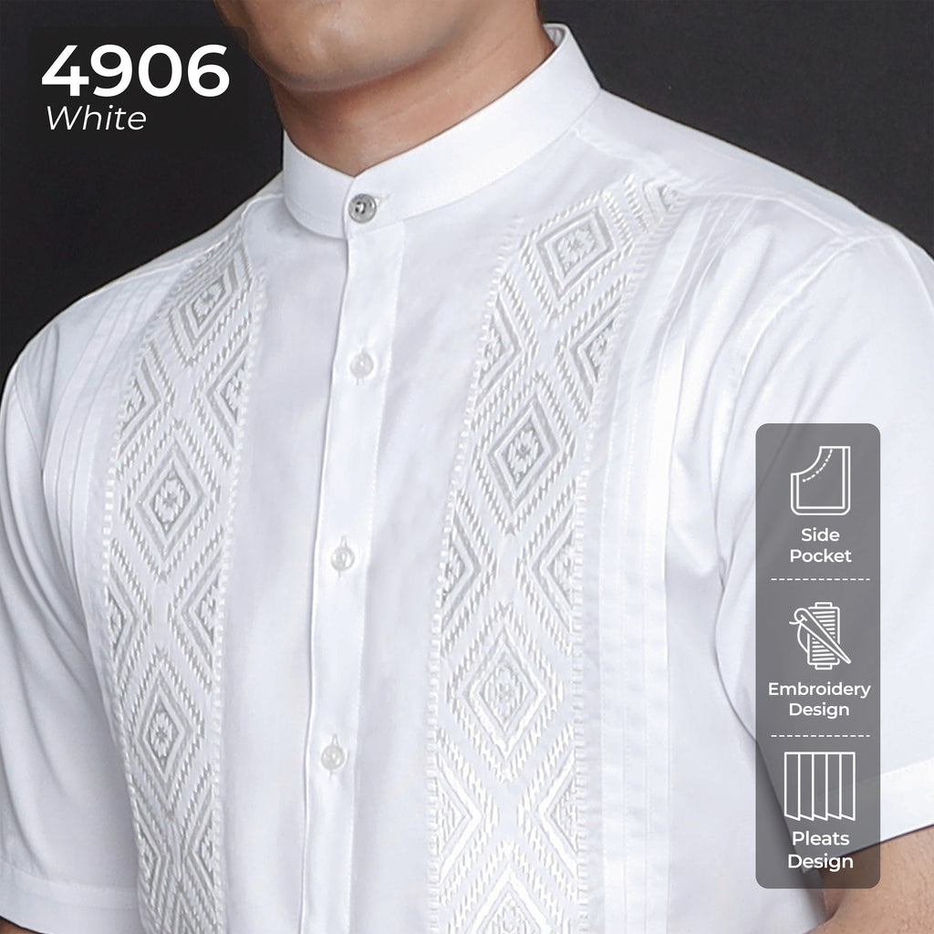 Koko Pleats Embroidery Lengan Pendek 4906 White