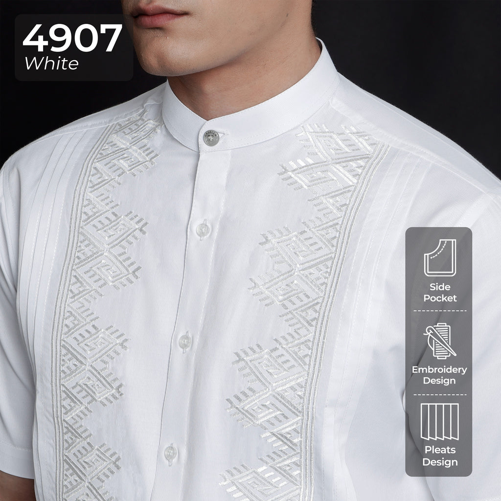 Koko Pleats Embroidery Lengan Pendek 4907 White