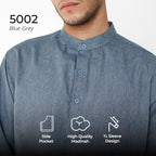 Kurta Hamzah Two Tone Lengan ¾ 5002 Blue Grey