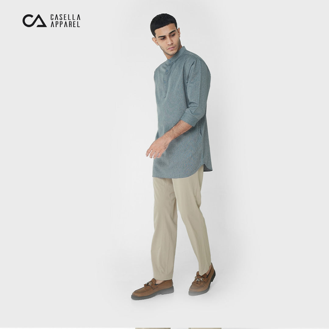 Kurta Hamzah Two Tone Lengan ¾ 5002 Blue Grey