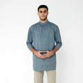 Kurta Hamzah Two Tone Lengan ¾ 5002 Blue Grey