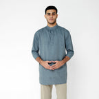 Kurta Hamzah Two Tone Lengan ¾ 5002 Blue Grey