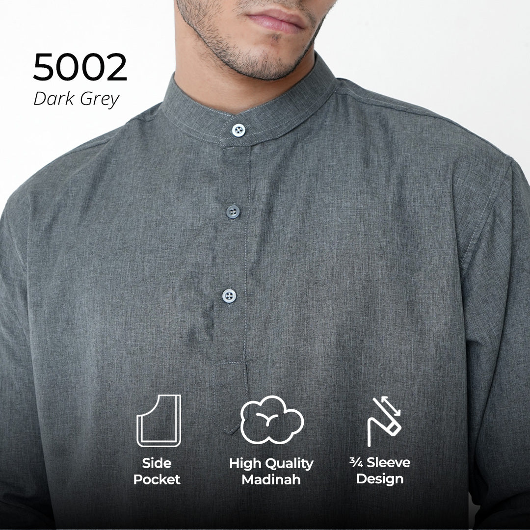 Kurta Hamzah Two Tone Lengan ¾  5002 Dark Grey