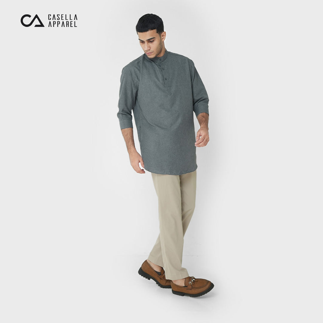 Kurta Hamzah Two Tone Lengan ¾  5002 Dark Grey