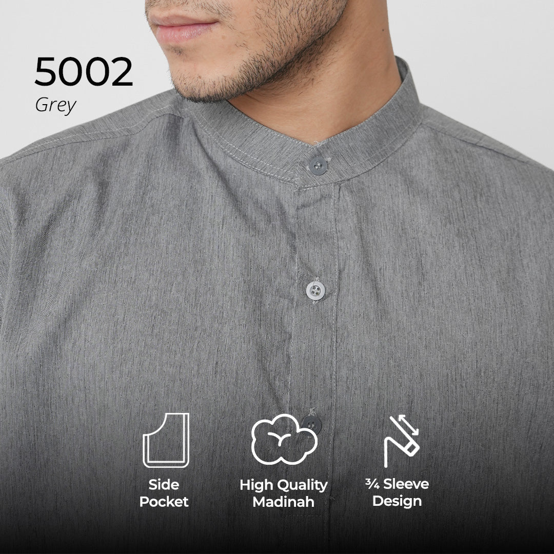 Kurta Hamzah Two Tone Lengan ¾  5002 Grey