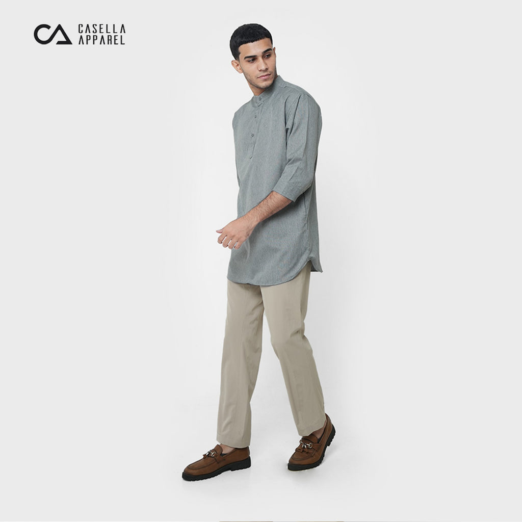 Kurta Hamzah Two Tone Lengan ¾  5002 Grey