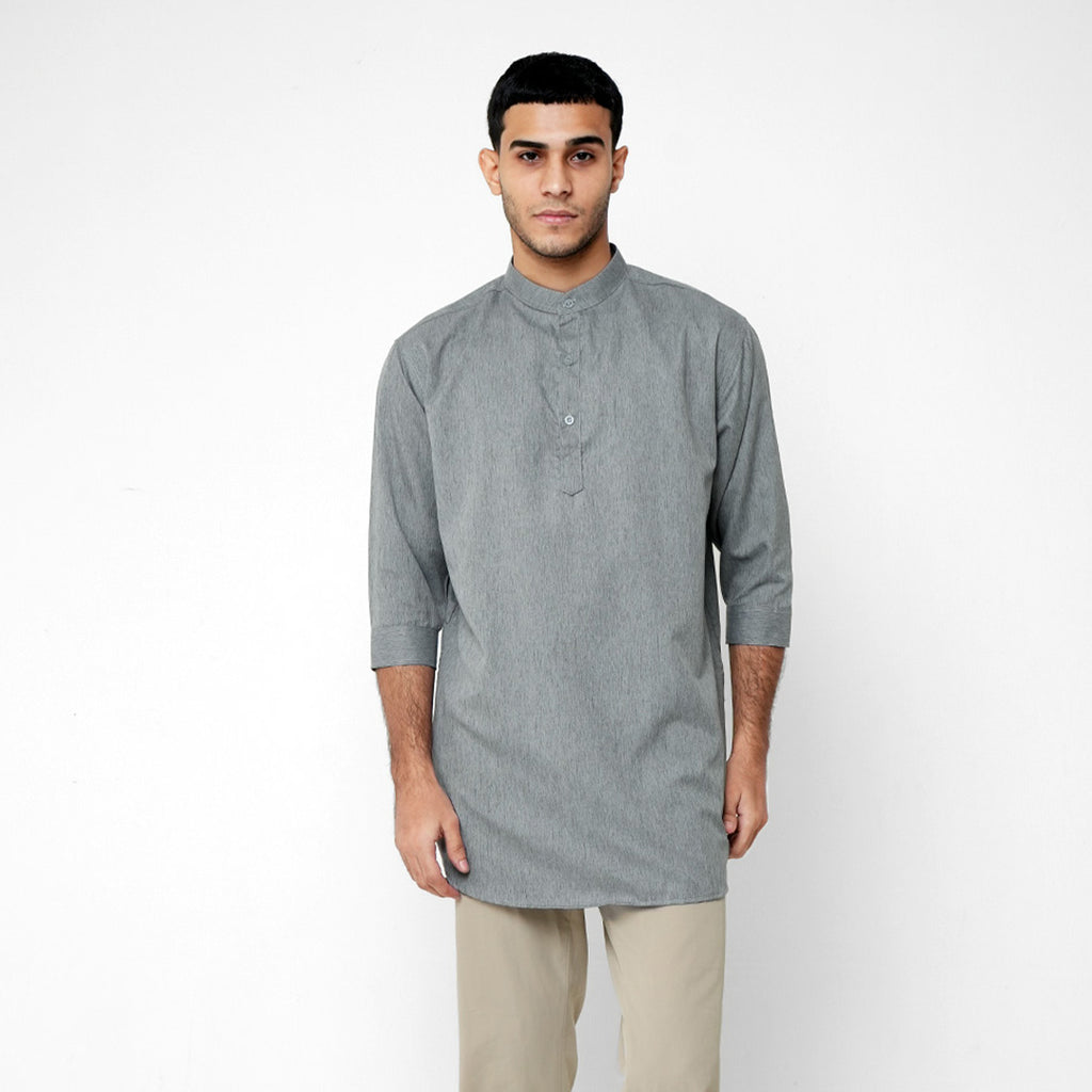 Kurta Hamzah Two Tone Lengan ¾  5002 Grey