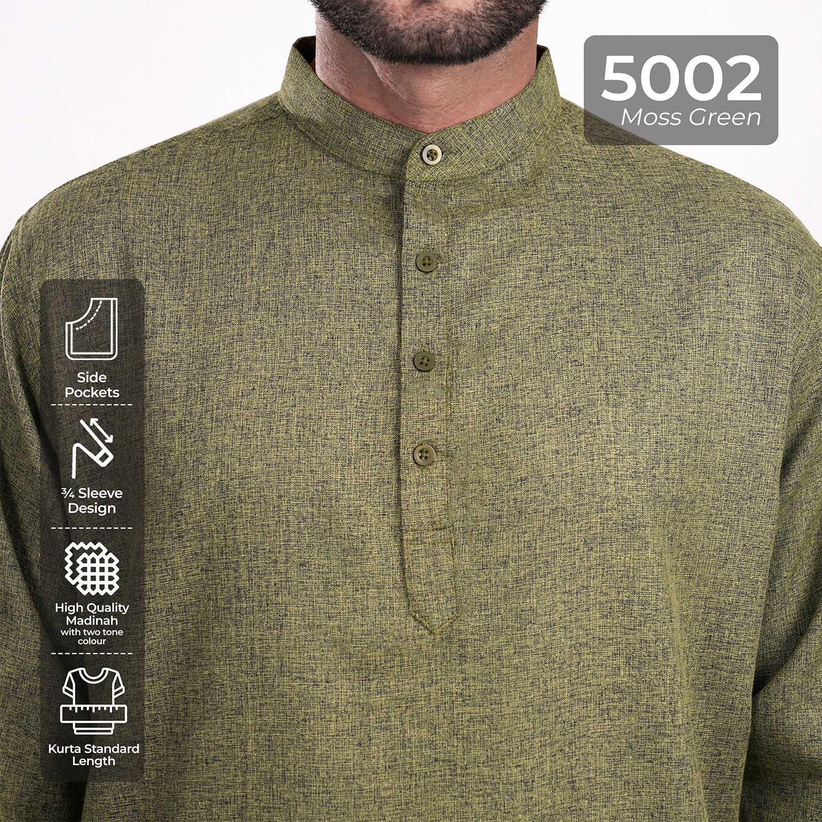 Kurta Hamzah Two Tone Lengan ¾  5002 Moss Green