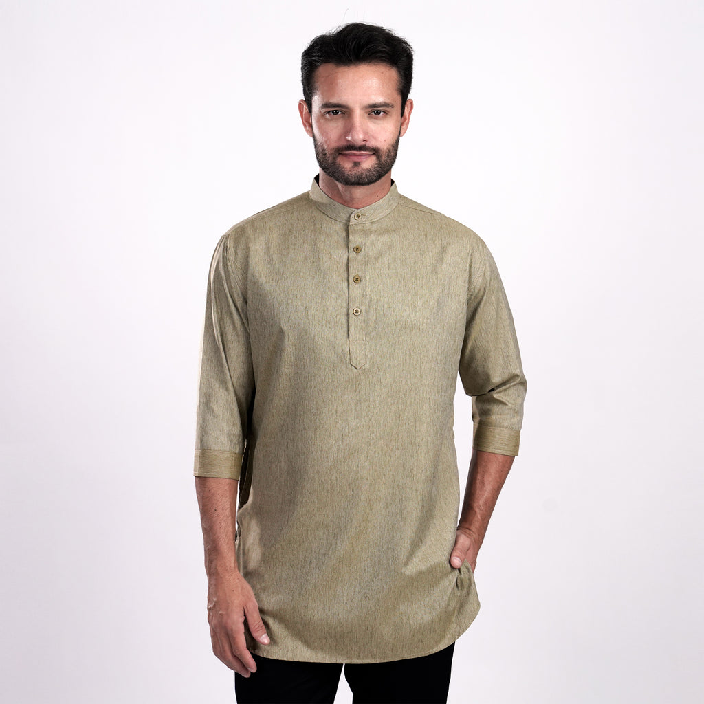 Kurta Hamzah Two Tone Lengan ¾  5002 Olive Grey