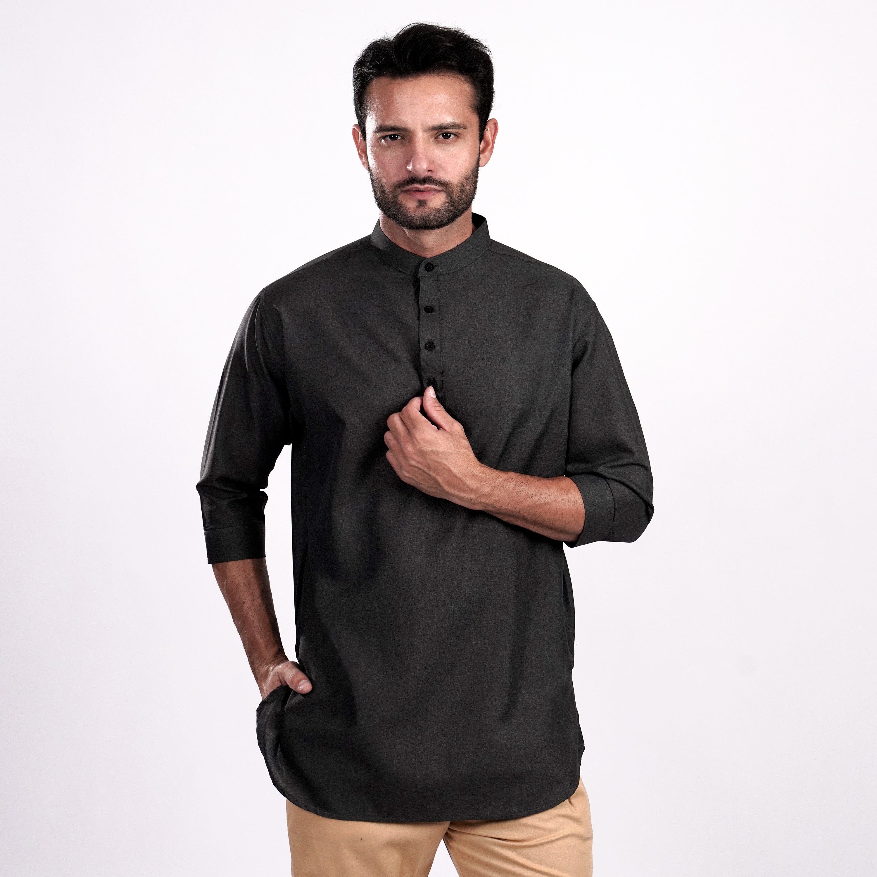 Kurta Hamzah Two Tone Lengan ¾  5002 Space Black