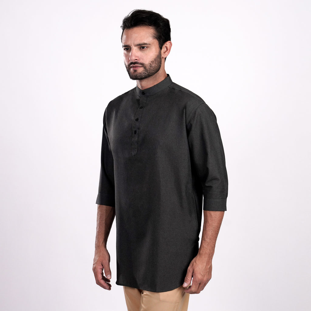 Kurta Hamzah Two Tone Lengan ¾  5002 Space Black