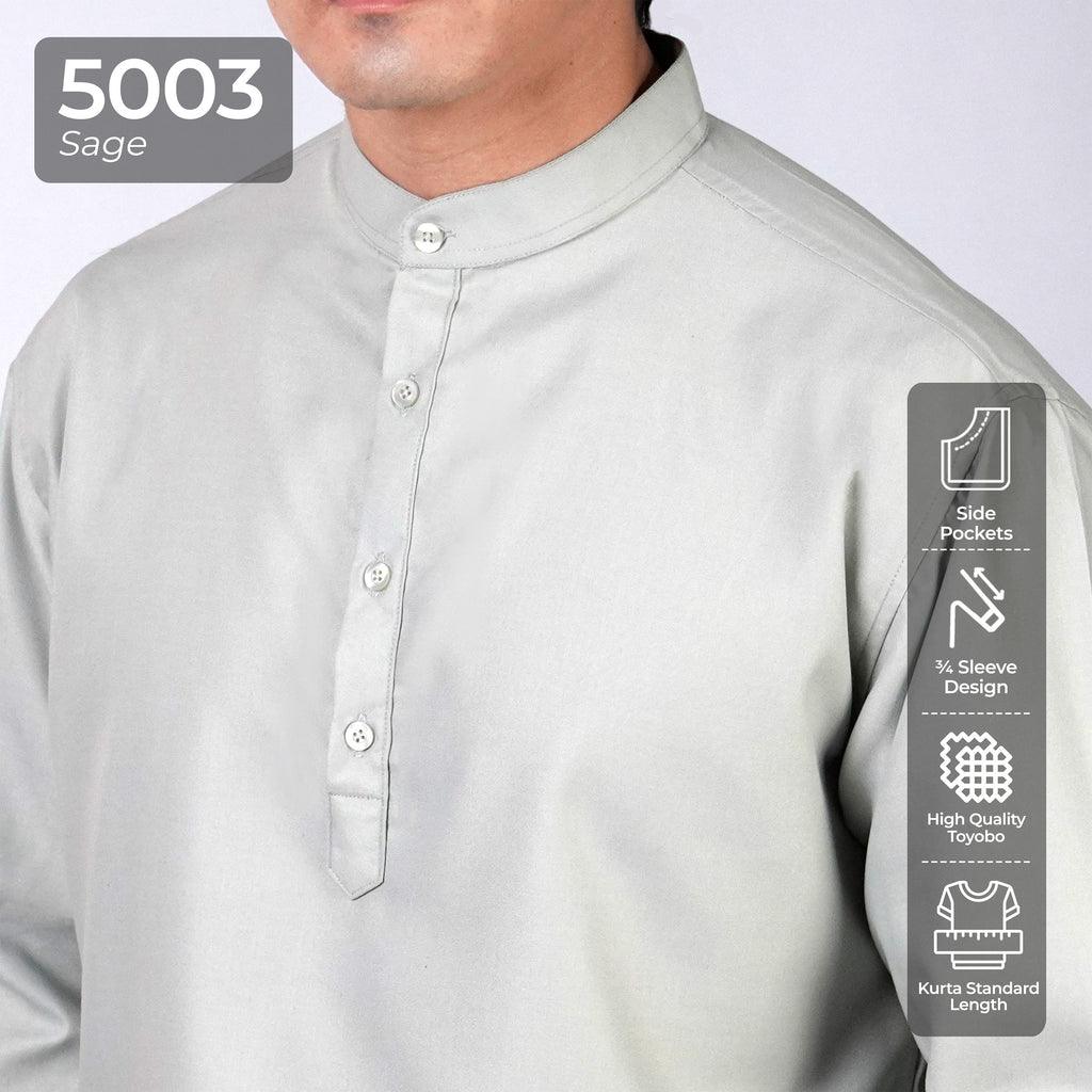 Kurta Hamzah Basic Lengan ¾ 5003 Sage
