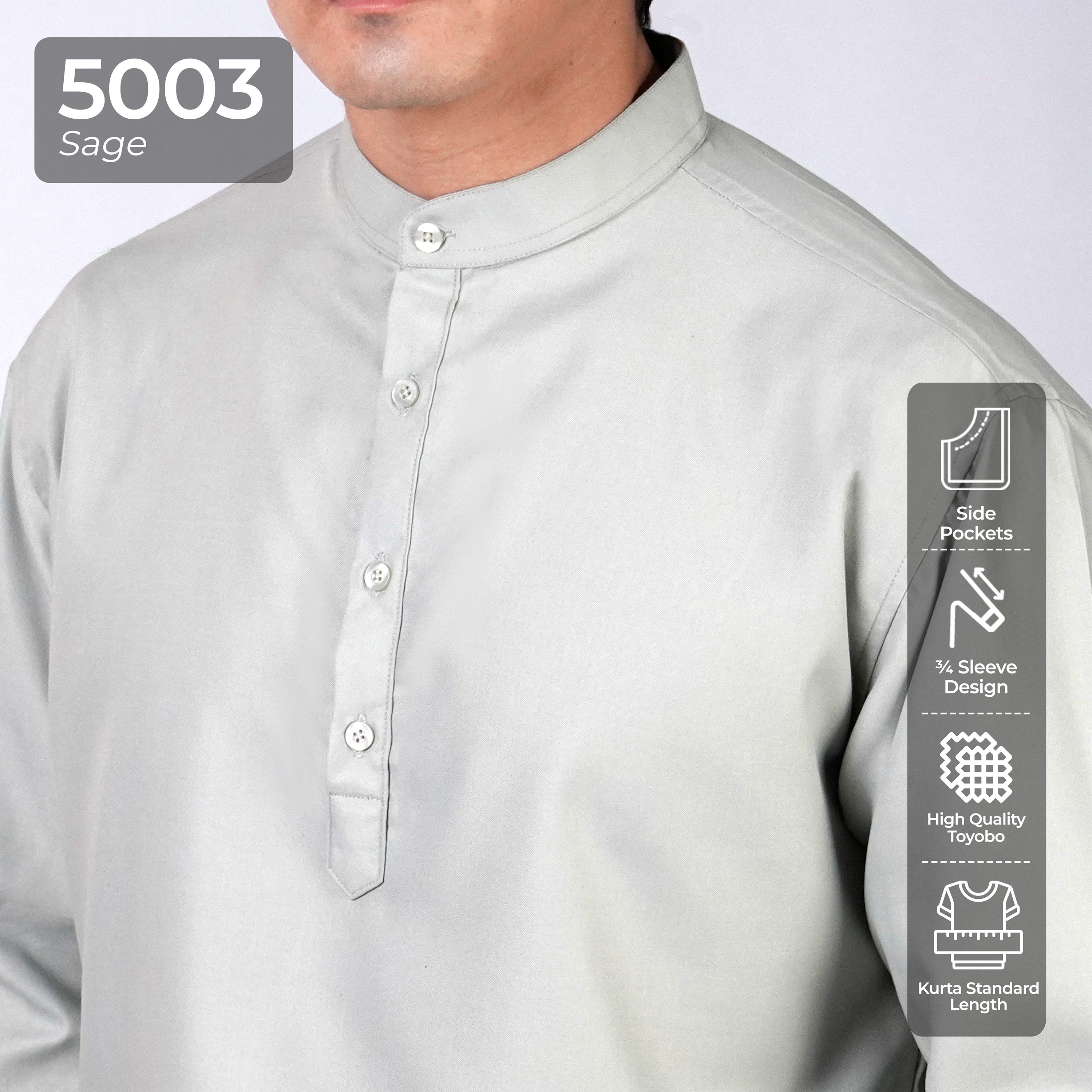 Kurta Hamzah Basic Lengan ¾ 5003 Sage