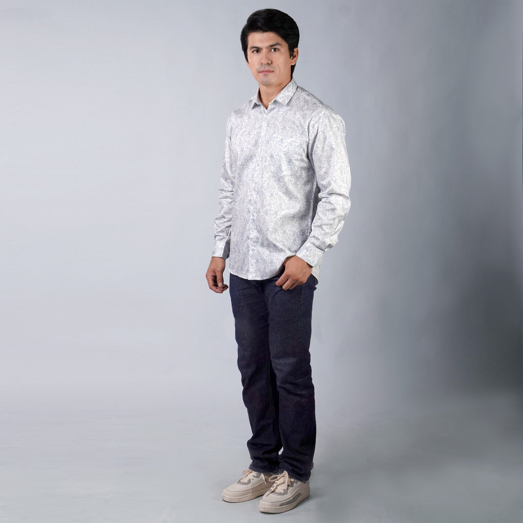 Kemeja Batik Sagara Lengan Panjang 705 White Blue