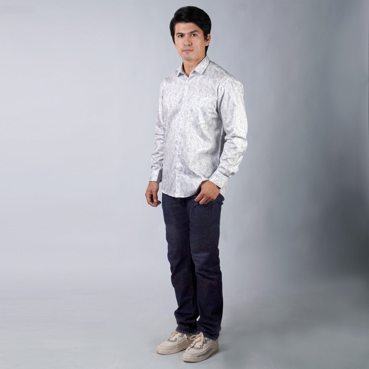 Kemeja Batik Sagara Lengan Panjang 705 White Blue