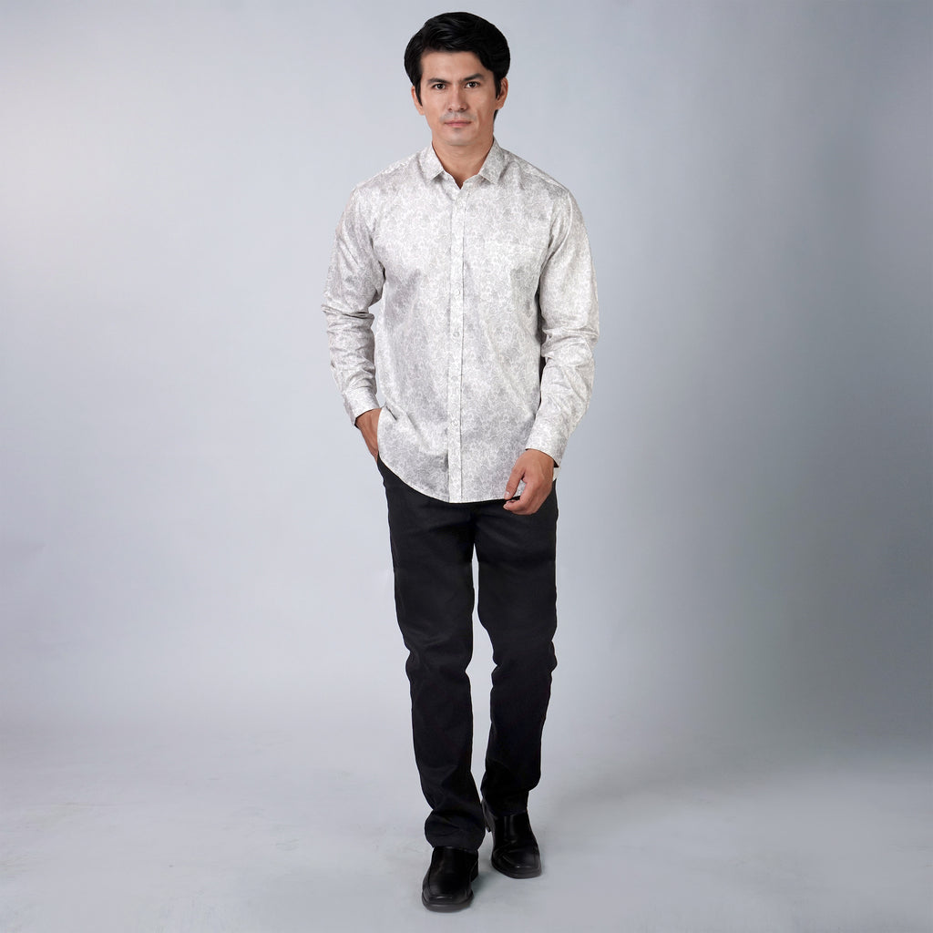 Kemeja Batik Sagara Lengan Panjang 705 White Grey