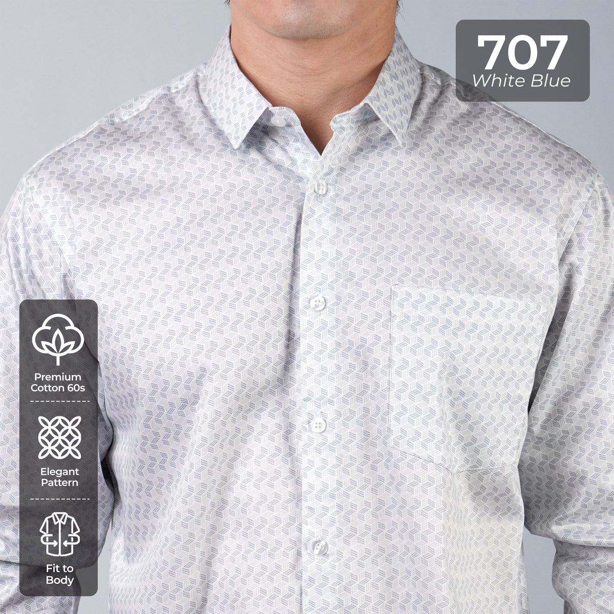 Kemeja Batik Sagara Lengan Panjang 707 White Blue