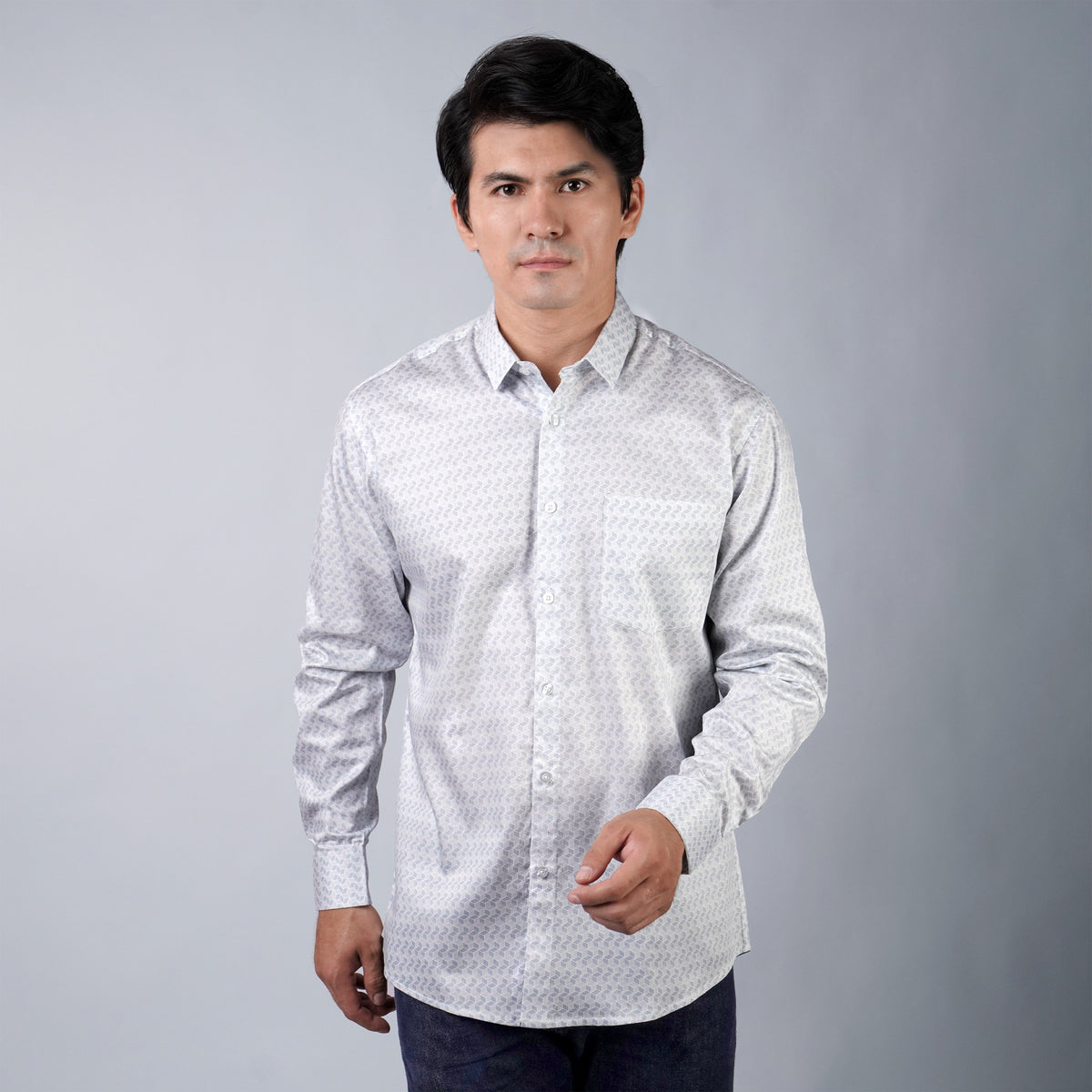 Kemeja Batik Sagara Lengan Panjang 707 White Blue