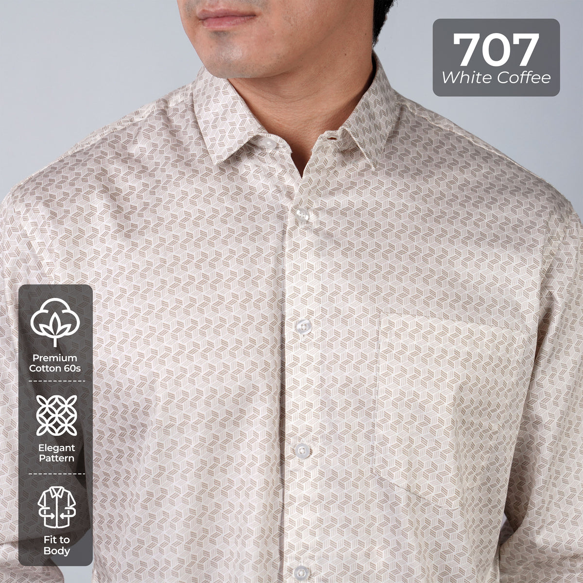 Kemeja Batik Sagara Lengan Panjang 707 White Coffee