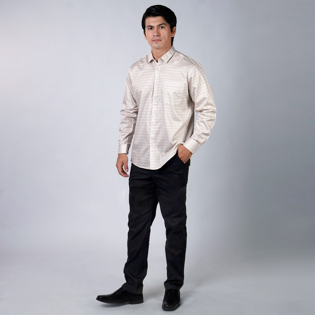 Kemeja Batik Sagara Lengan Panjang 707 White Coffee