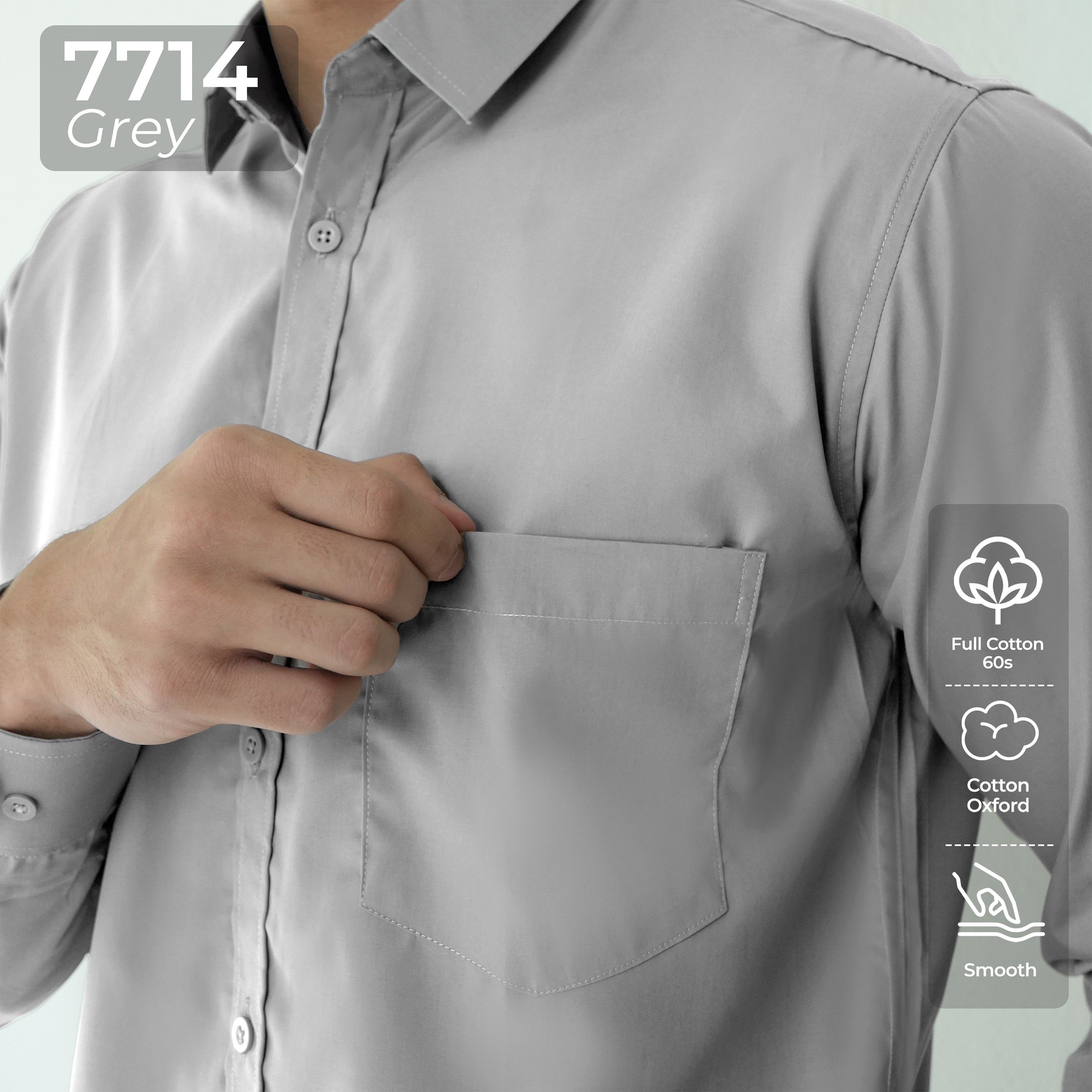 Kemeja Gallant Basic Lengan Panjang 7714 Grey