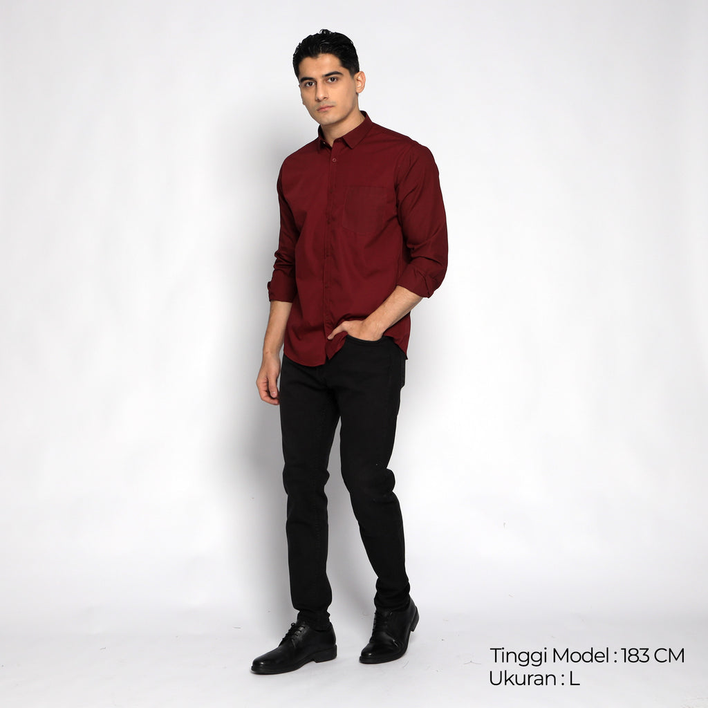 Kemeja Gallant Basic Lengan Panjang 7714 Maroon