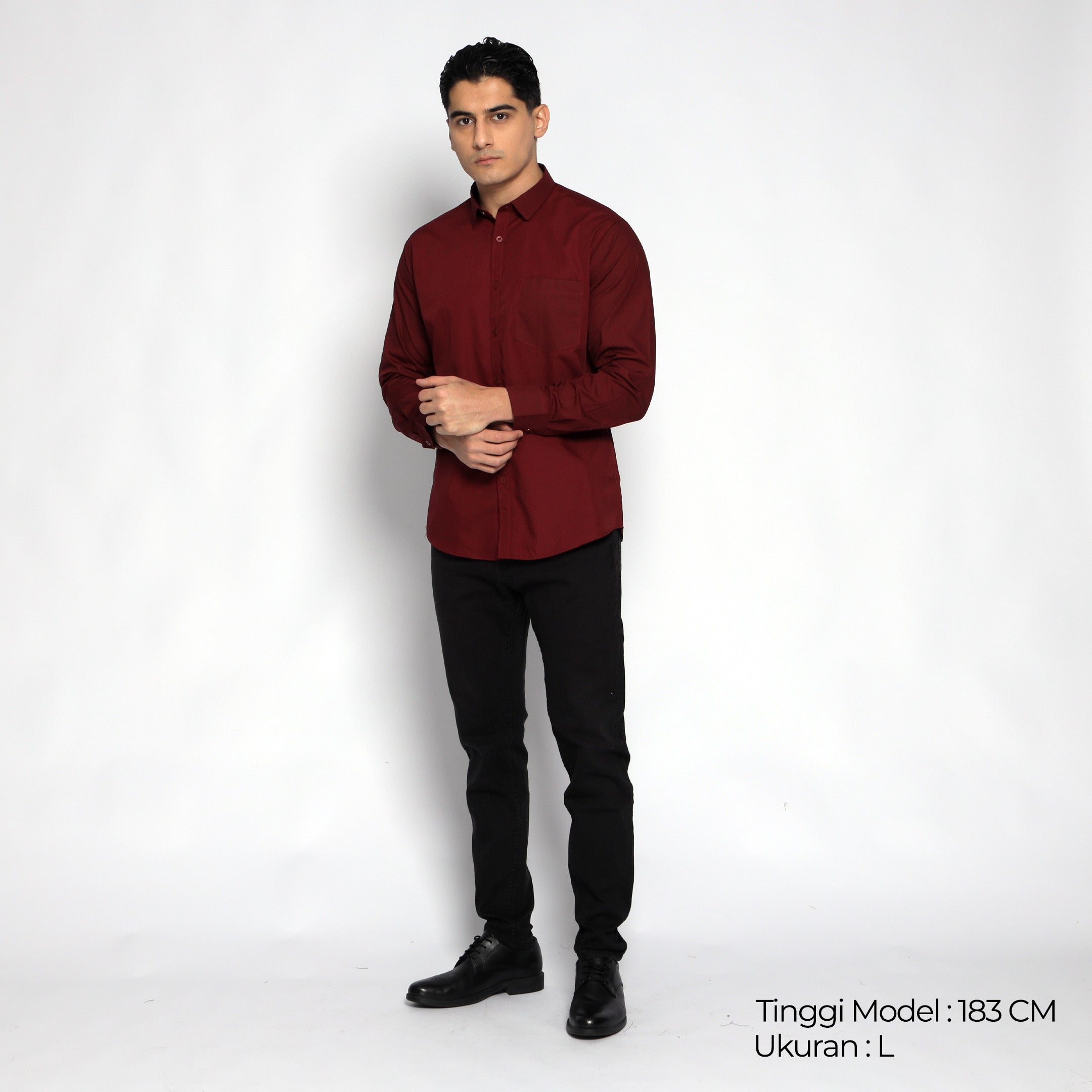 Kemeja Gallant Basic Lengan Panjang 7714 Maroon