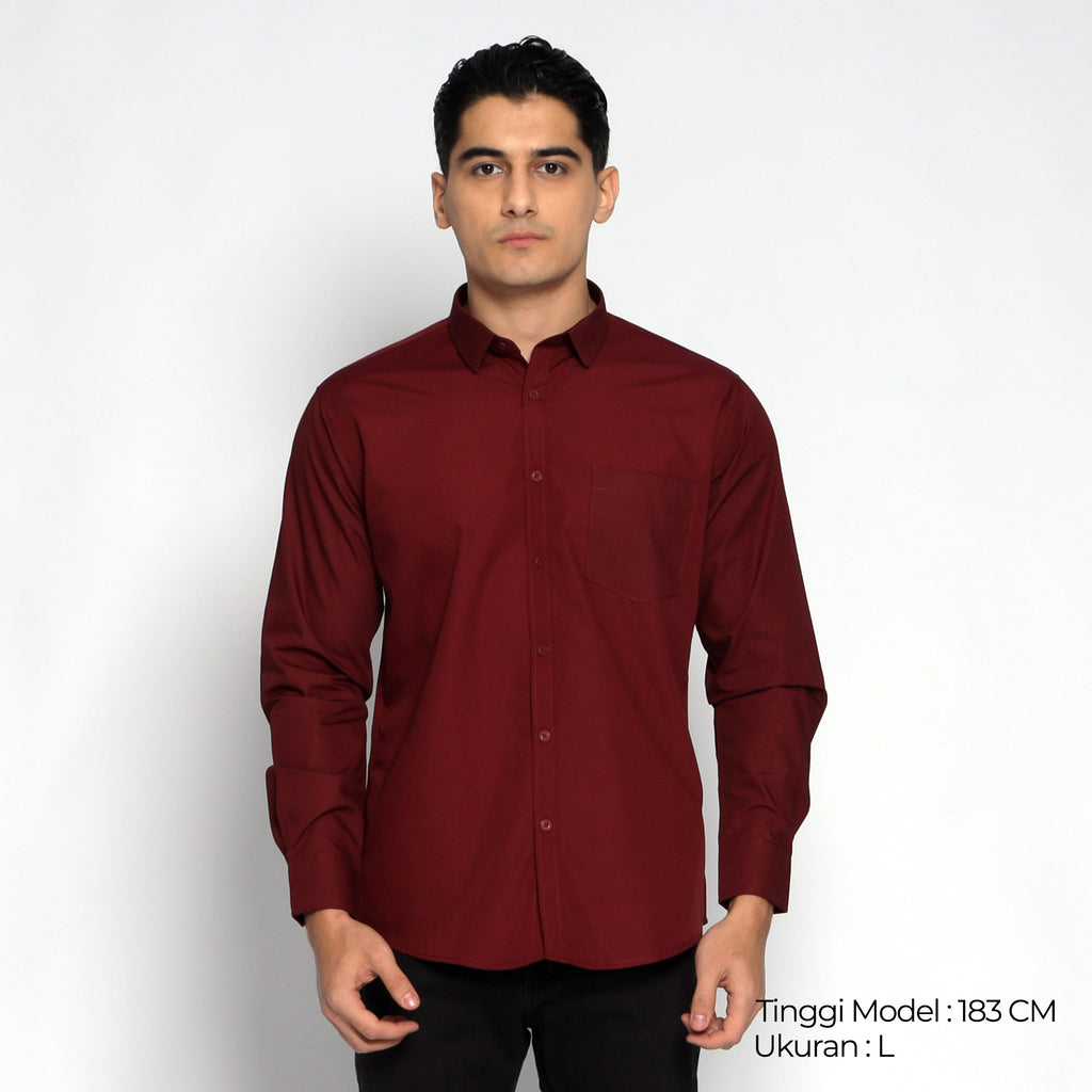 Kemeja Gallant Basic Lengan Panjang 7714 Maroon