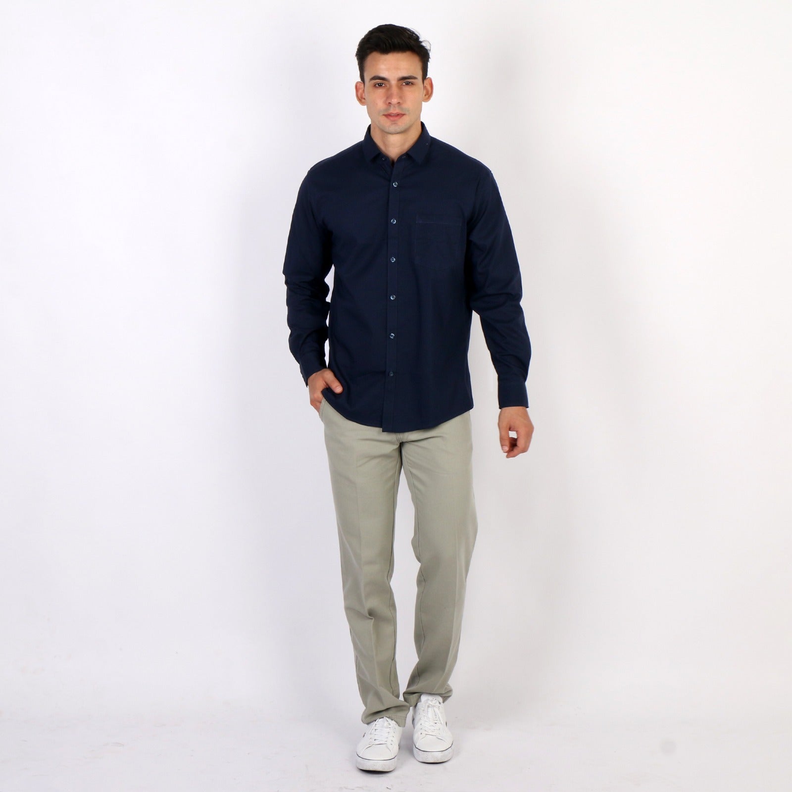 Kemeja Gallant Basic Lengan Panjang 7714 Navy