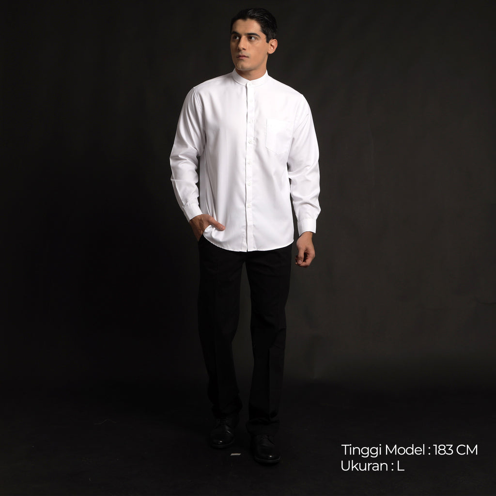 Kemeja Koko Shanghai Lengan Panjang 7721 White