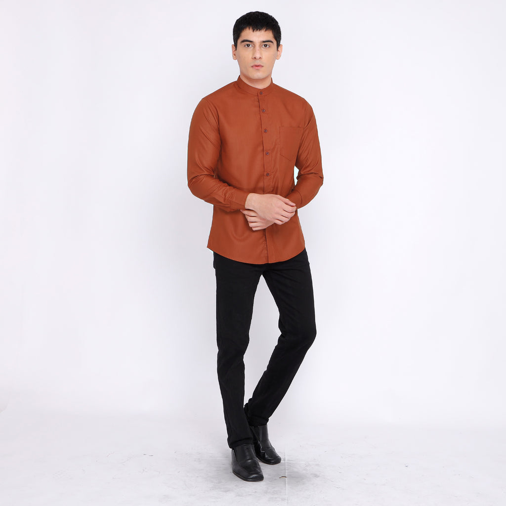 Kemeja Koko Shanghai Solid Lengan Panjang 7721 Monza