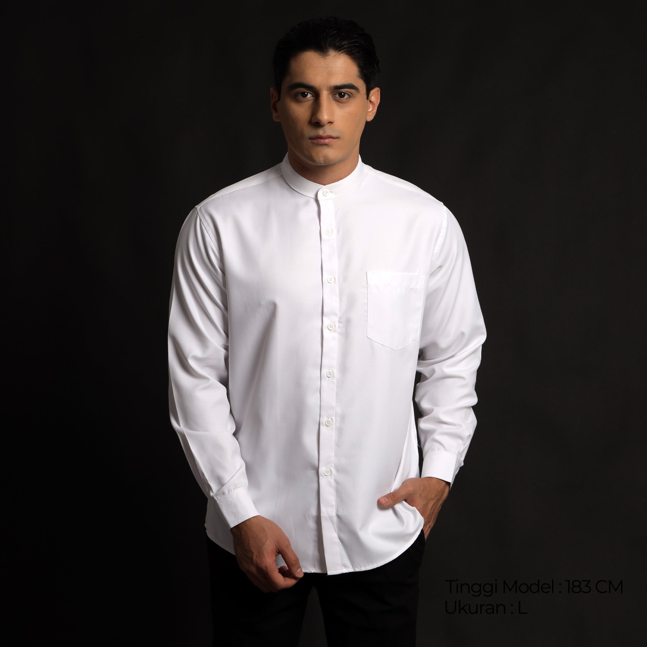 Kemeja Koko Shanghai Lengan Panjang 7721 White