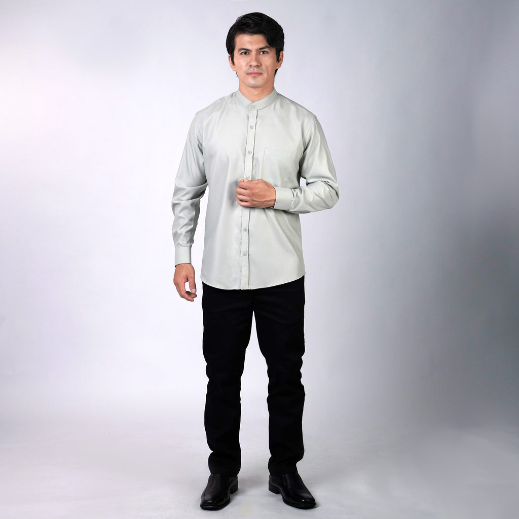 Kemeja Koko Shanghai Solid Lengan Panjang 7721 Sage