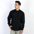 Kemeja Koko Shanghai Solid Lengan Panjang 7721 Black